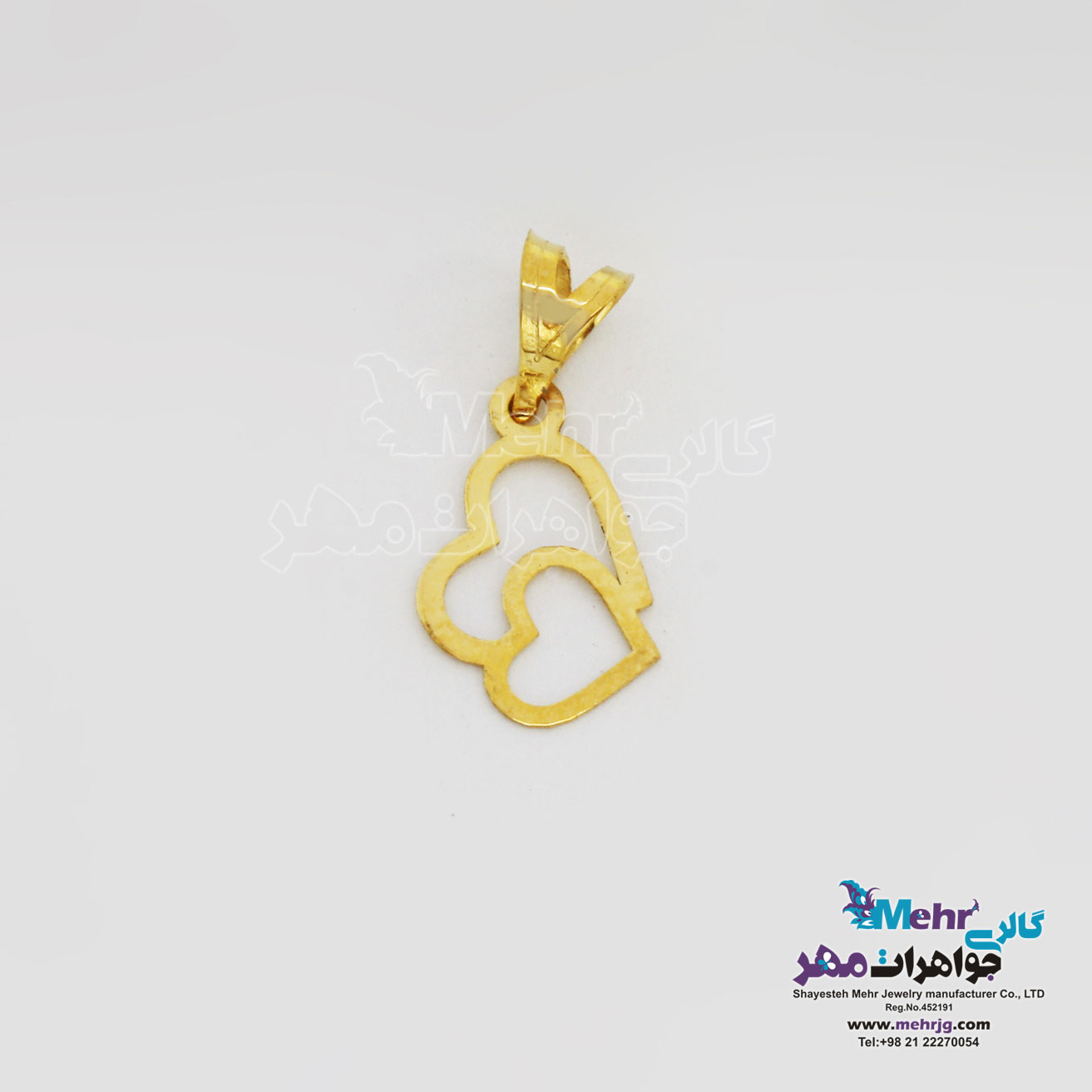آویز طلا - طرح دو قلب