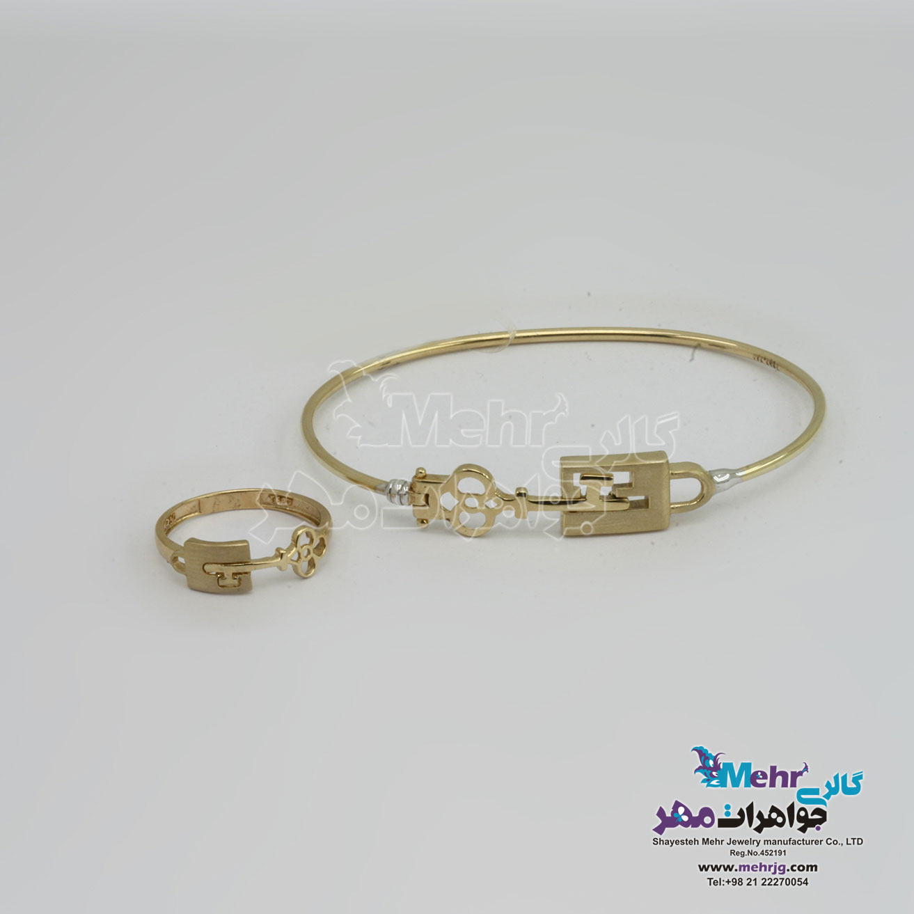 نیم ست طلا - دستبند و انگشتر - طرح کلید
