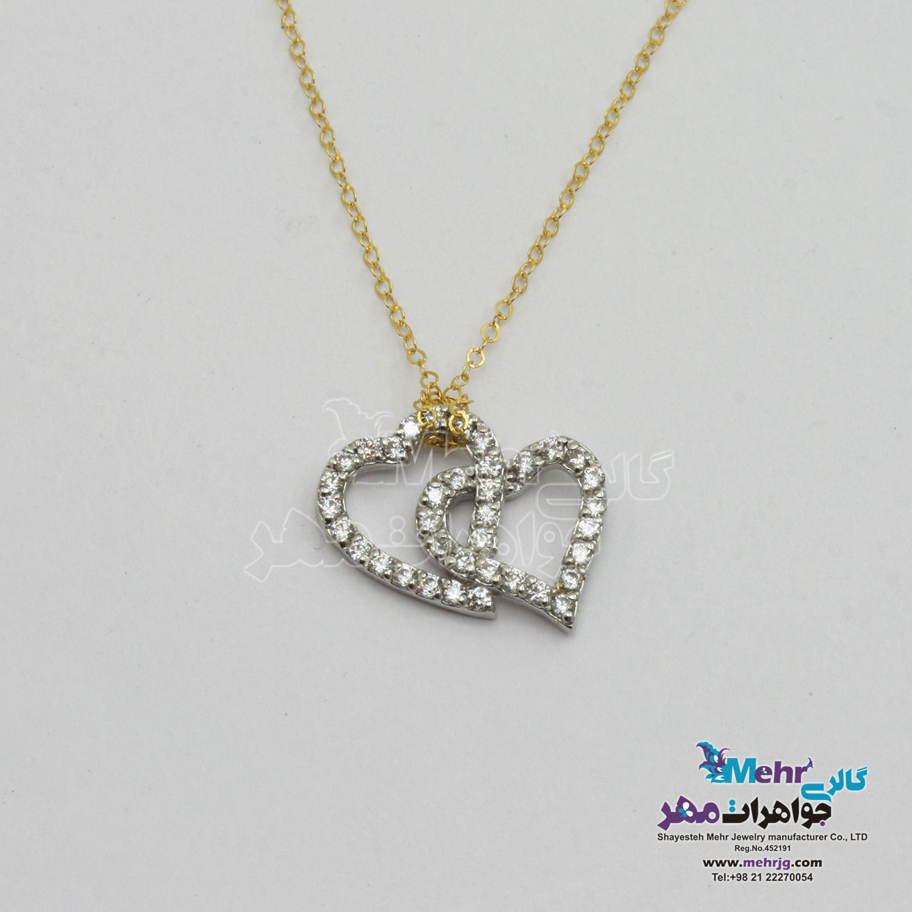 گردنبند طلا - طرح دو قلب