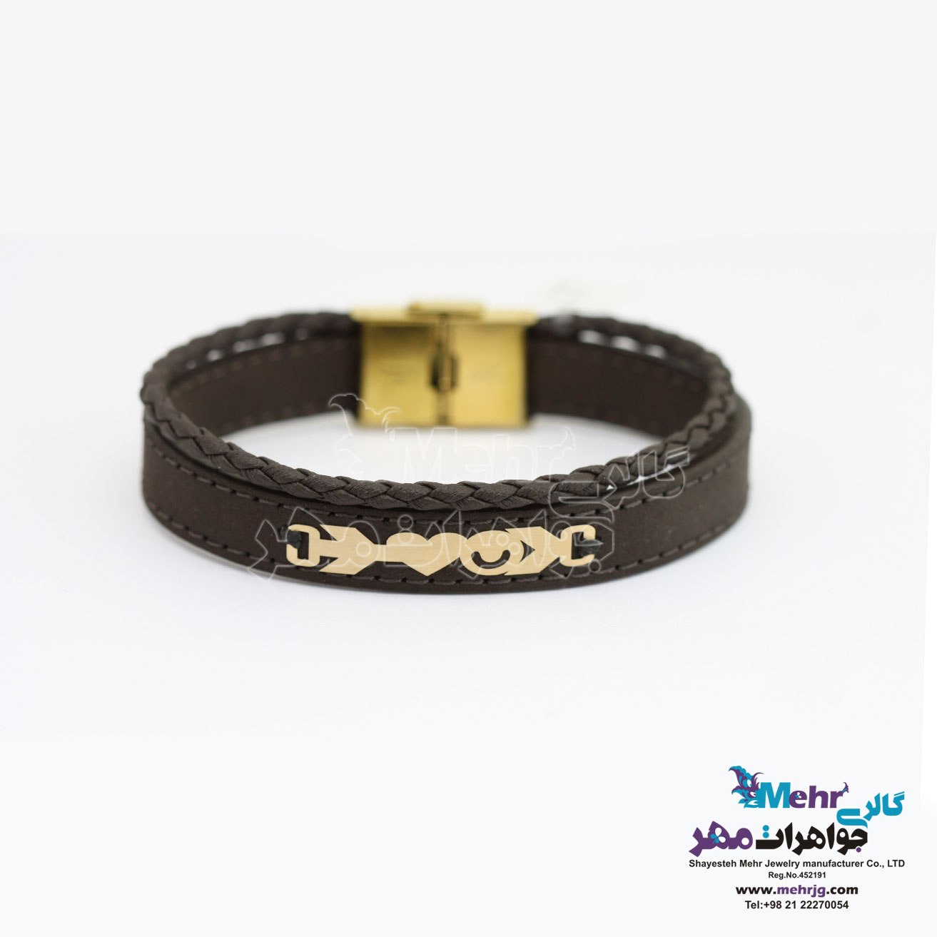 دستبند طلا و چرم - طرح قلب