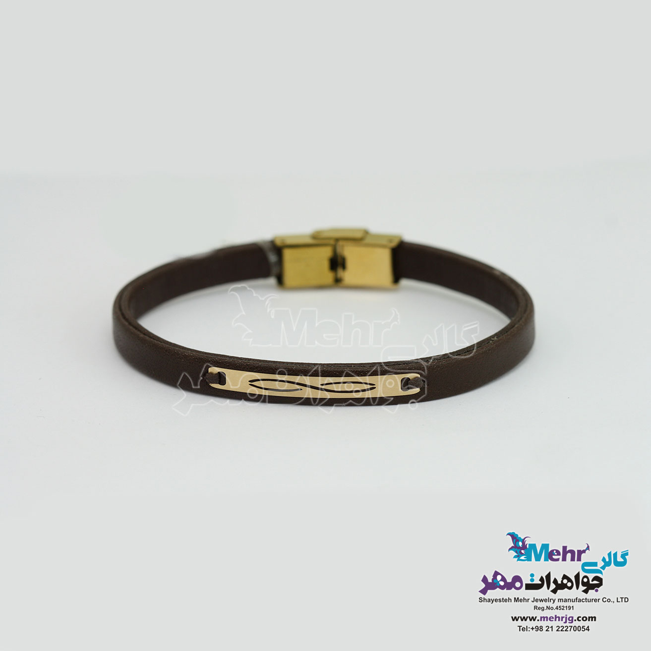 دستبند طلا و چرم - طرح بینهایت