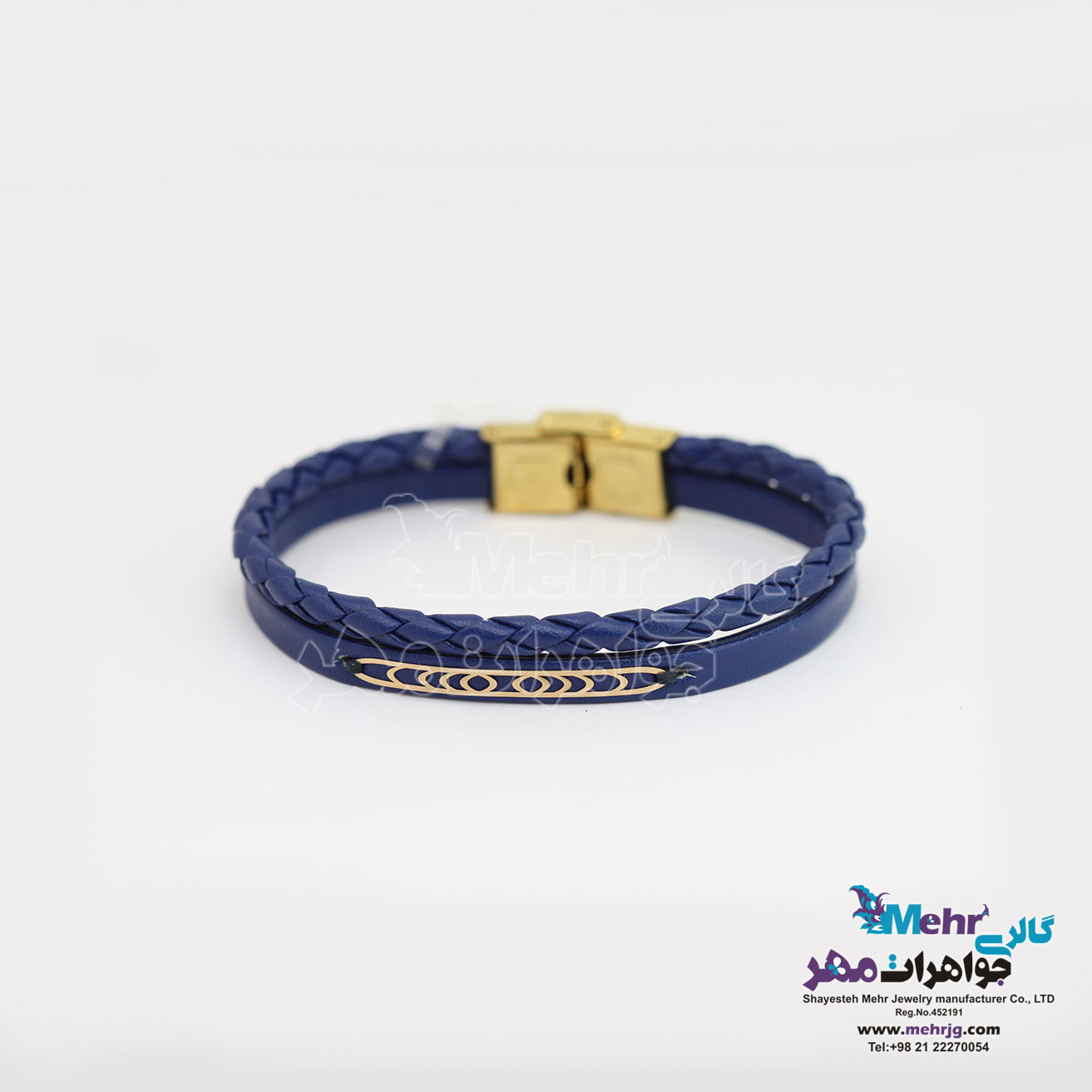 دستبند طلا و چرم - طرح هندسی