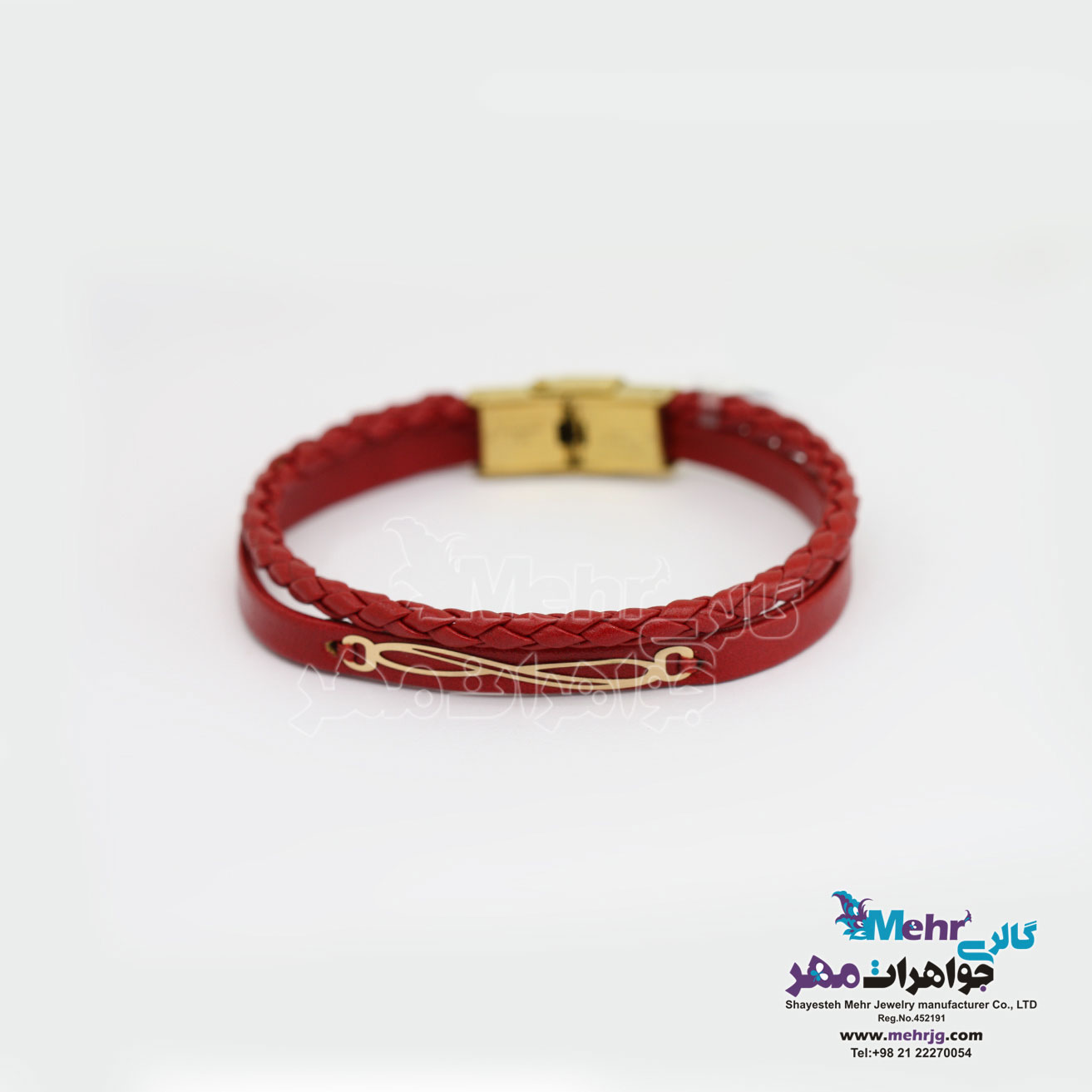 دستبند طلا و چرم - طرح بینهایت