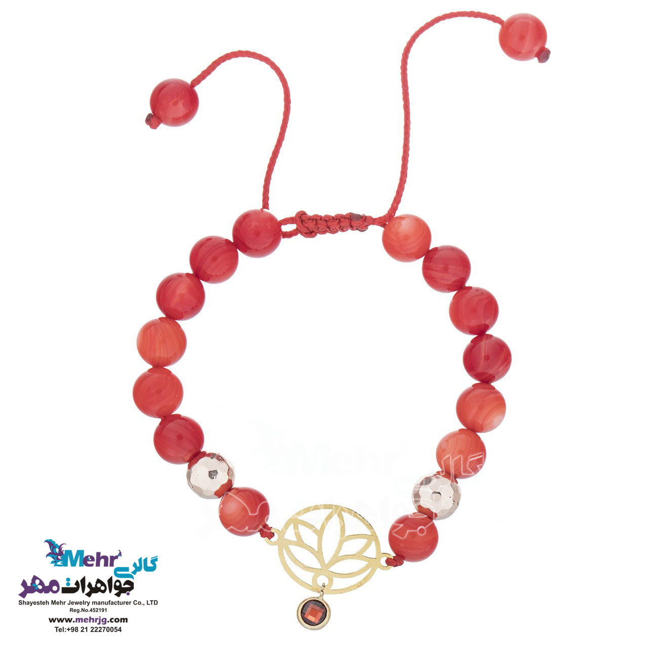 دستبند طلا و سنگ - طرح لوتوس