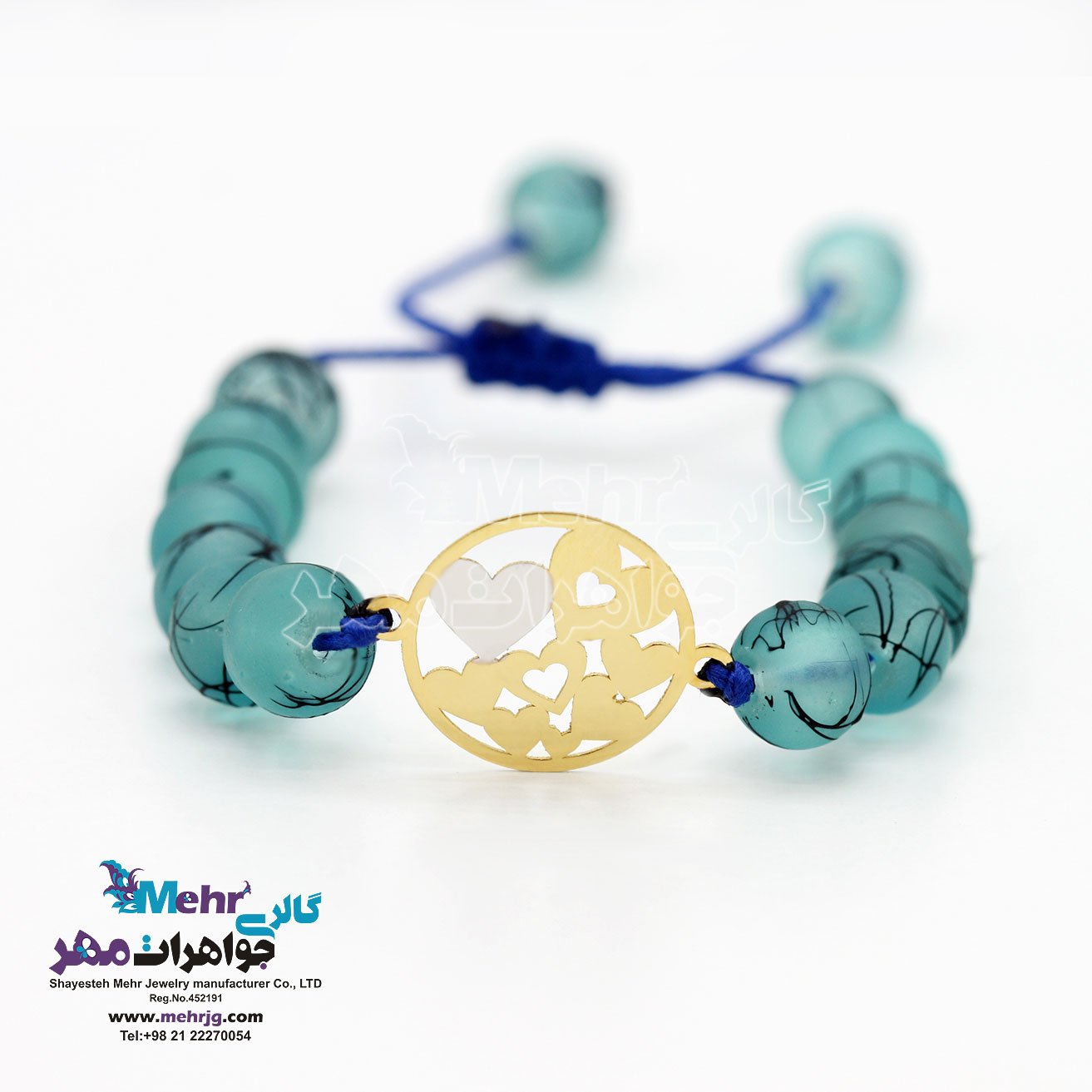 دستبند طلا و سنگ - طرح قلب