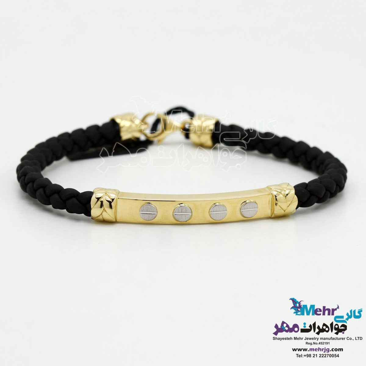 دستبند طلا و چرم - طرح کارتیه