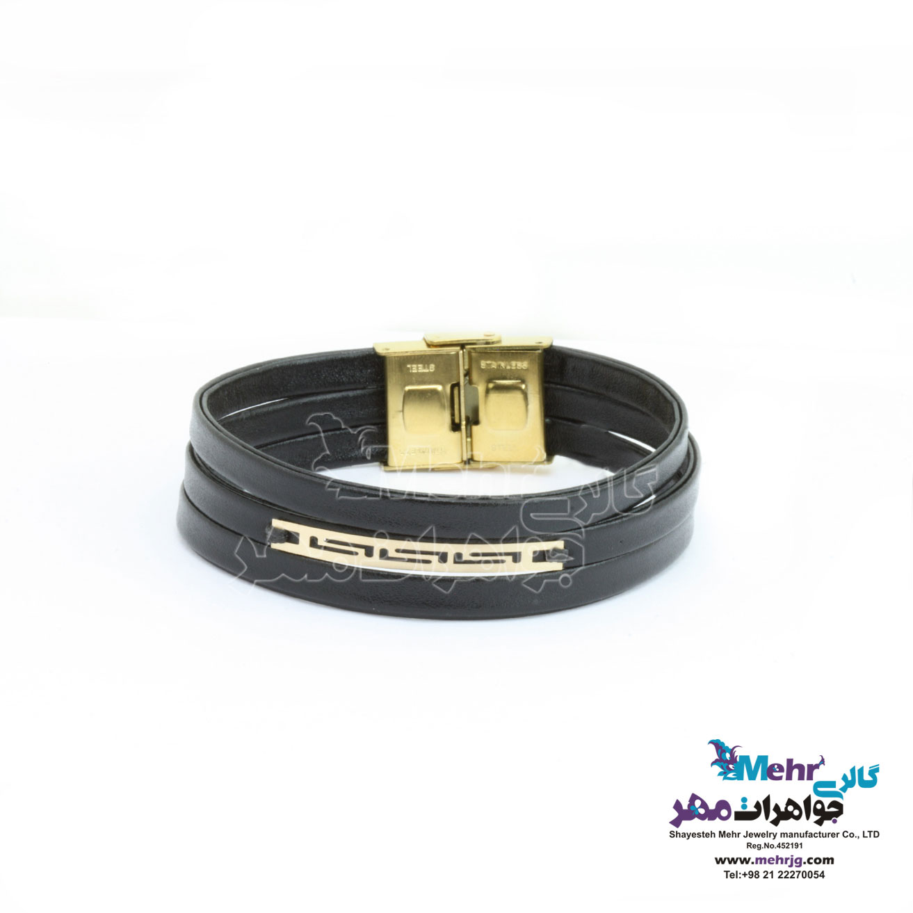 دستبند طلا و چرم - طرح ورساچ