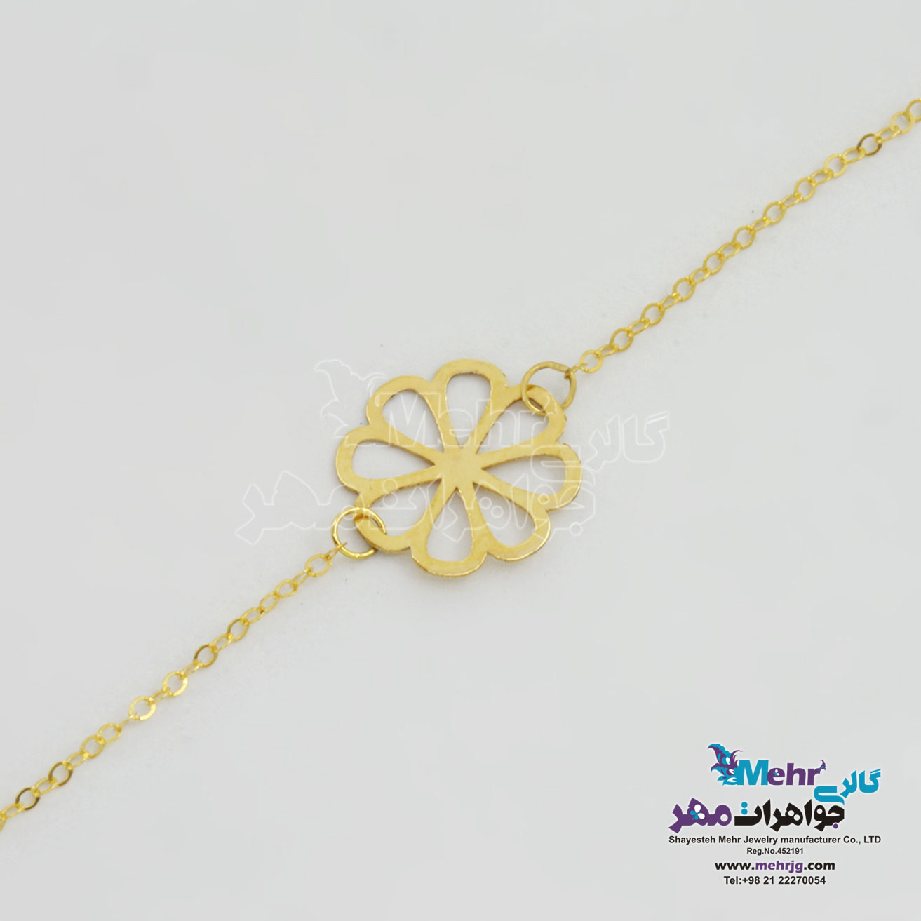 دستبند طلا - طرح گل هشت پر