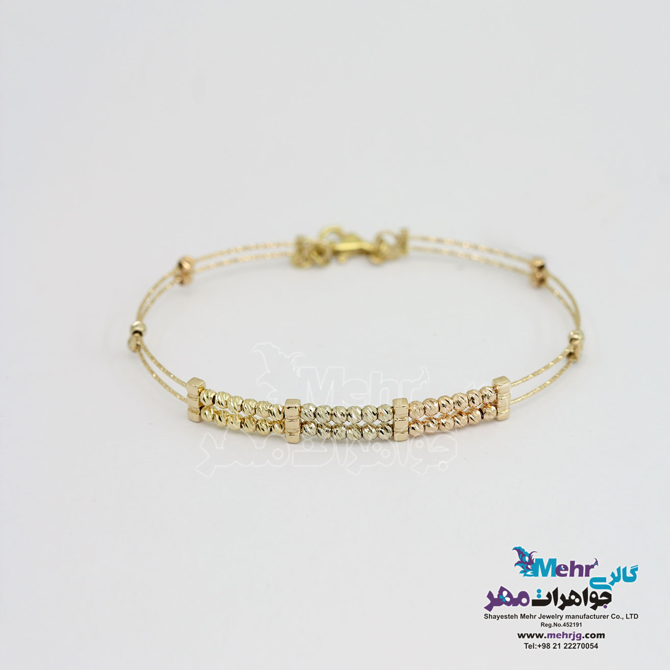 دستبند النگویی طلا - طرح گوی تراش