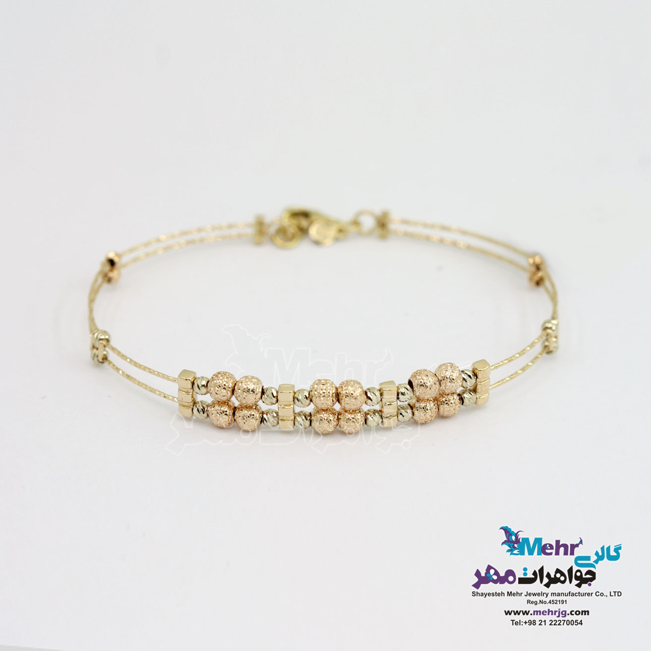 دستبند النگویی طلا - طرح گوی تراش