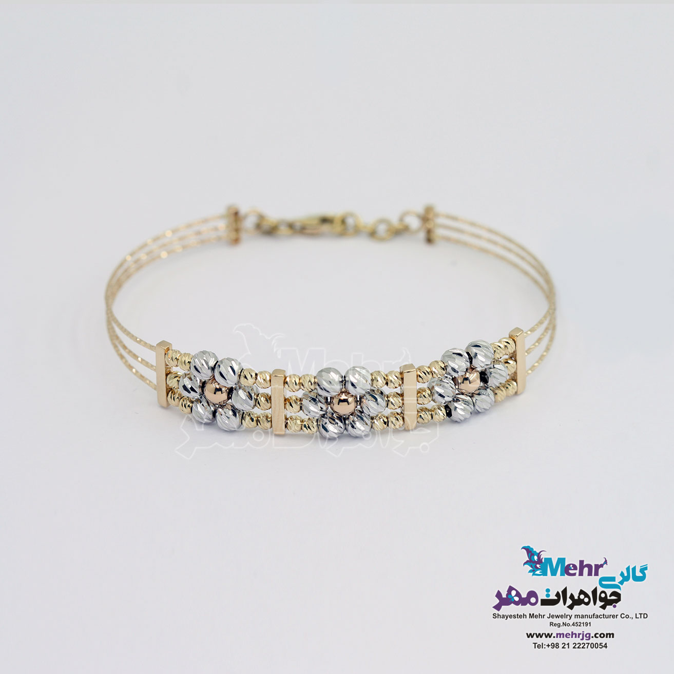دستبند النگویی طلا - طرح گوی تراش