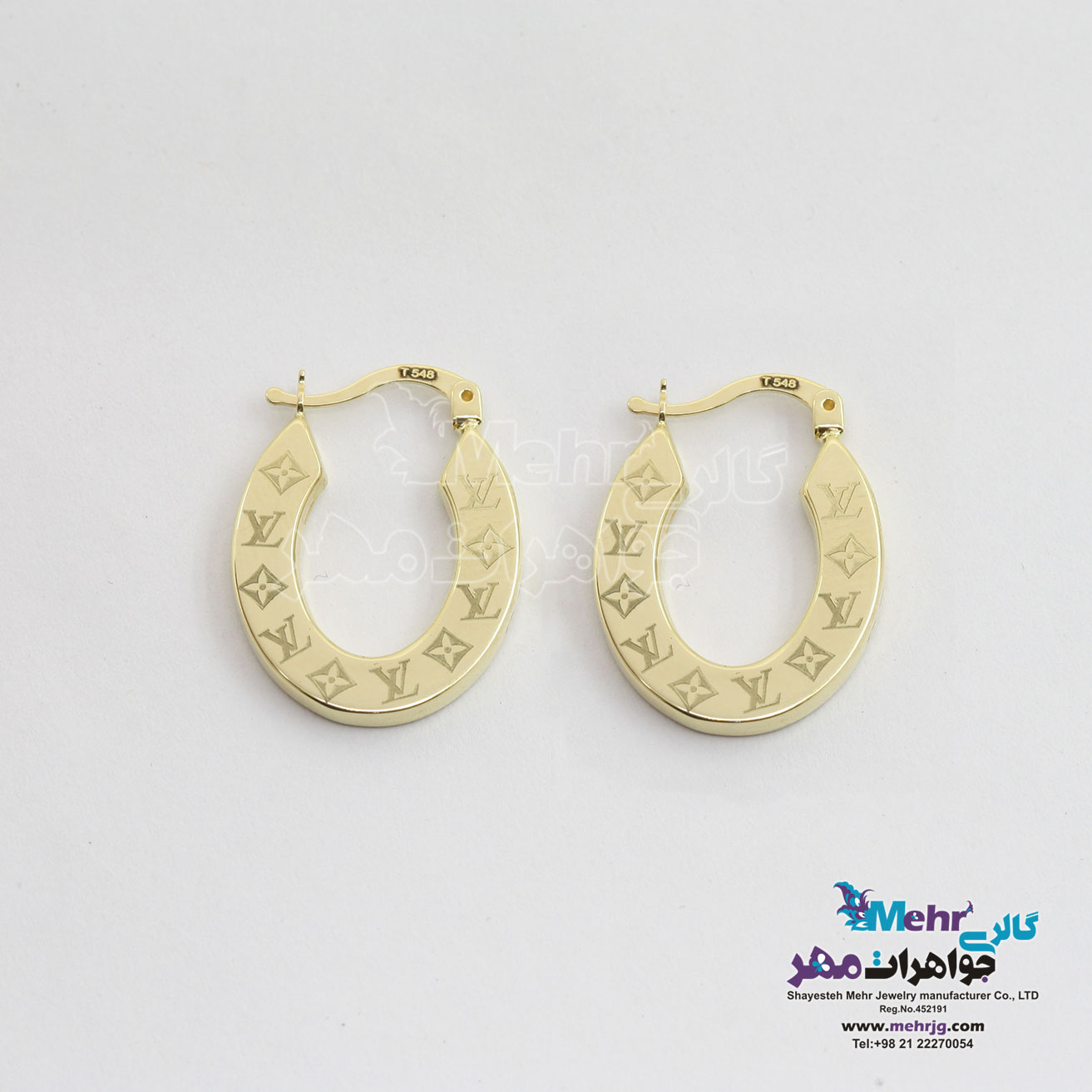 گوشواره حلقه ای طلا - طرح لویی ویتون