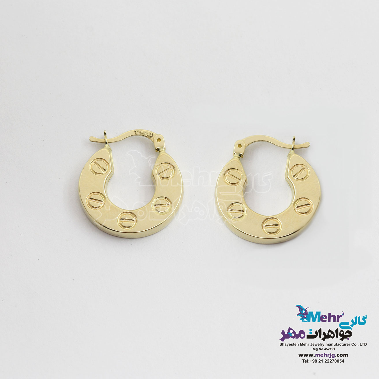 گوشواره حلقه ای طلا - طرح کارتیه