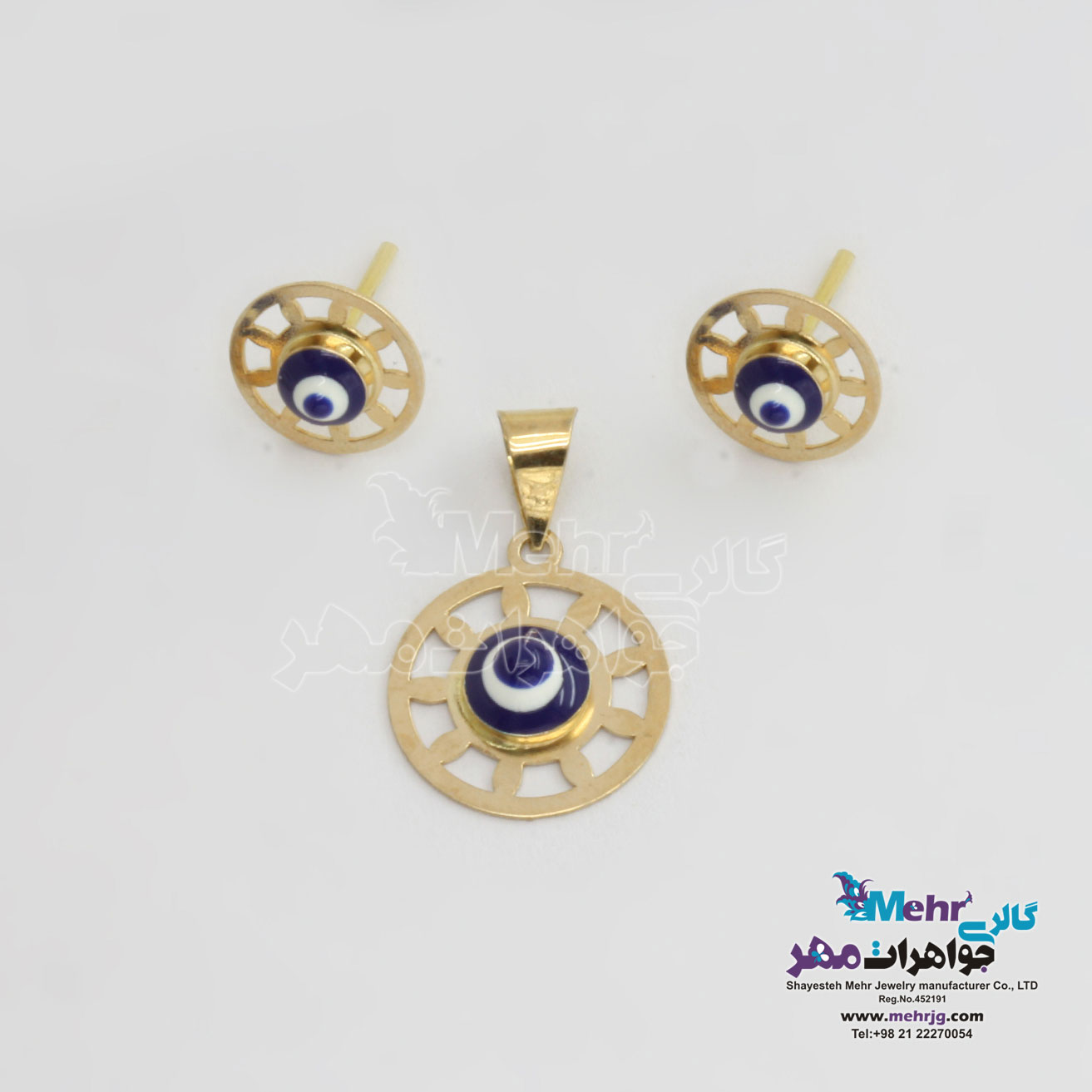 نیم ست طلا - آویز و گوشواره - طرح چشم نظر