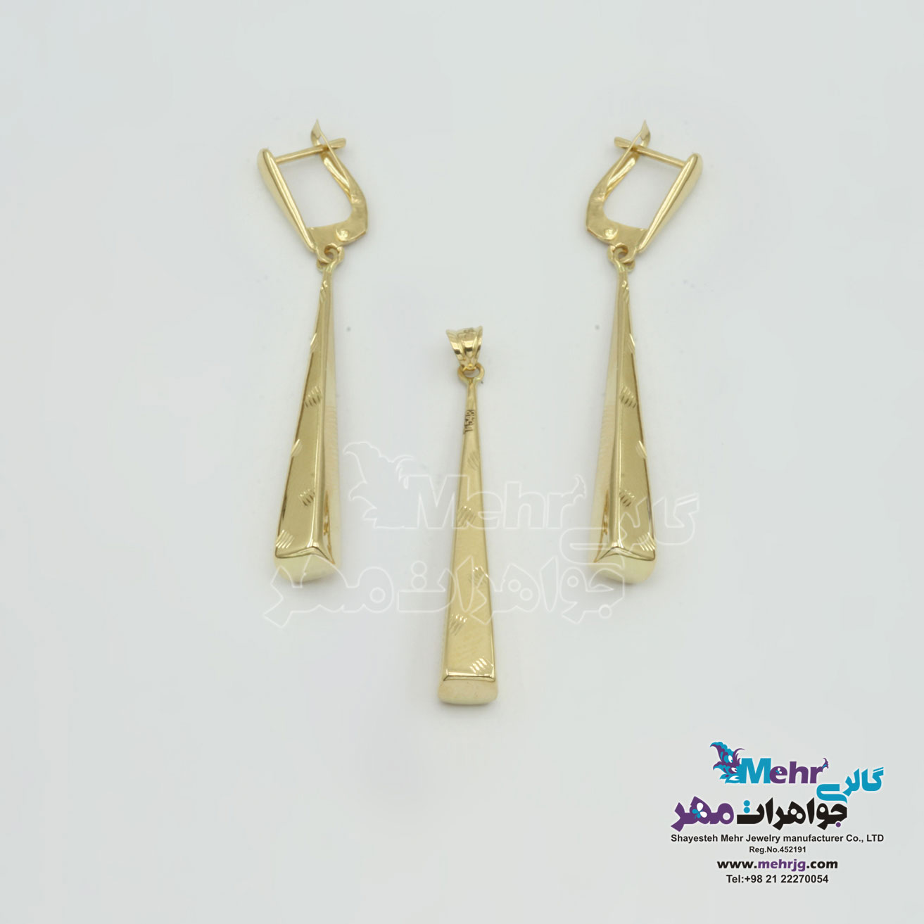 نیم ست طلا - آویز و گوشواره - طرح هندسی