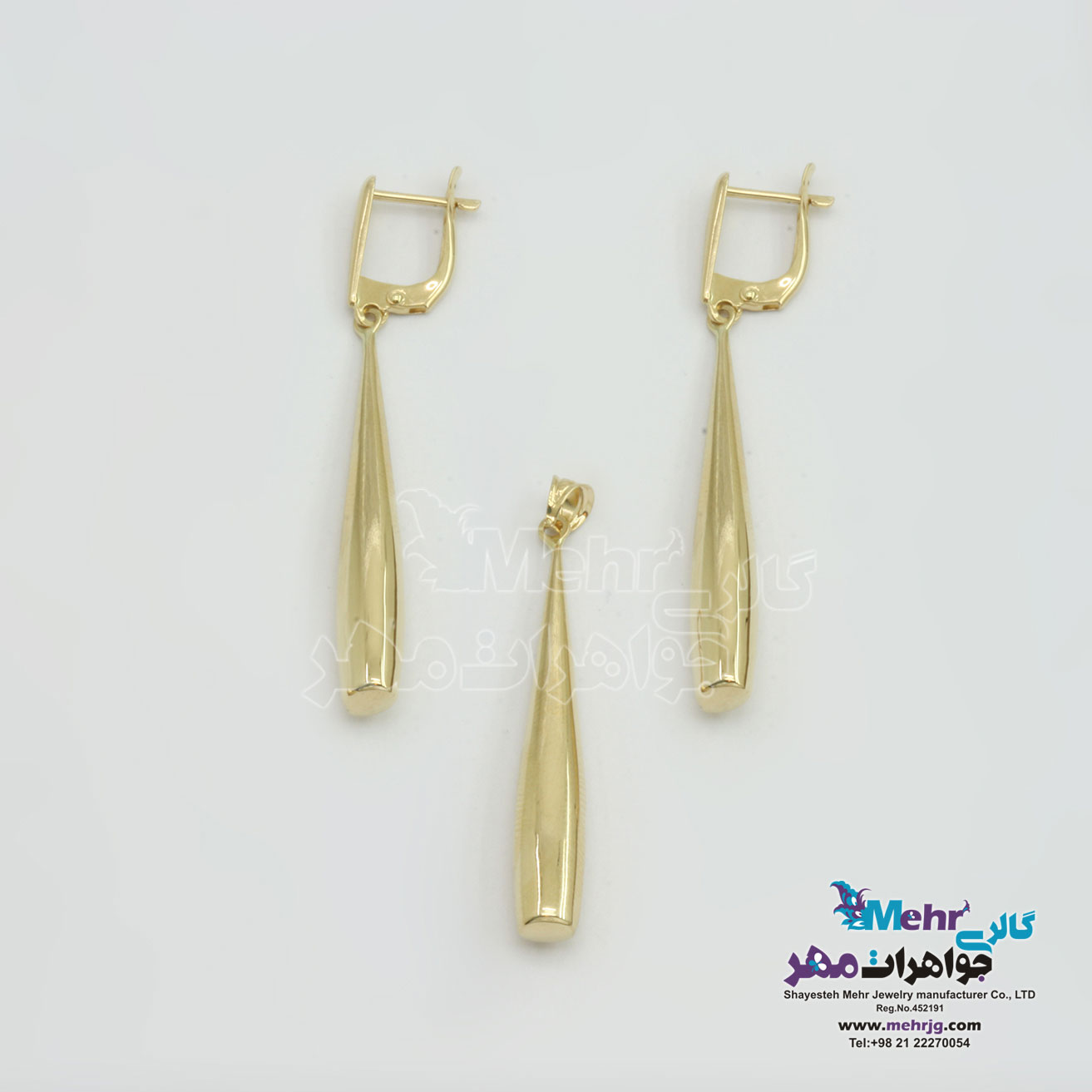 نیم ست طلا - آویز و گوشواره - طرح هندسی