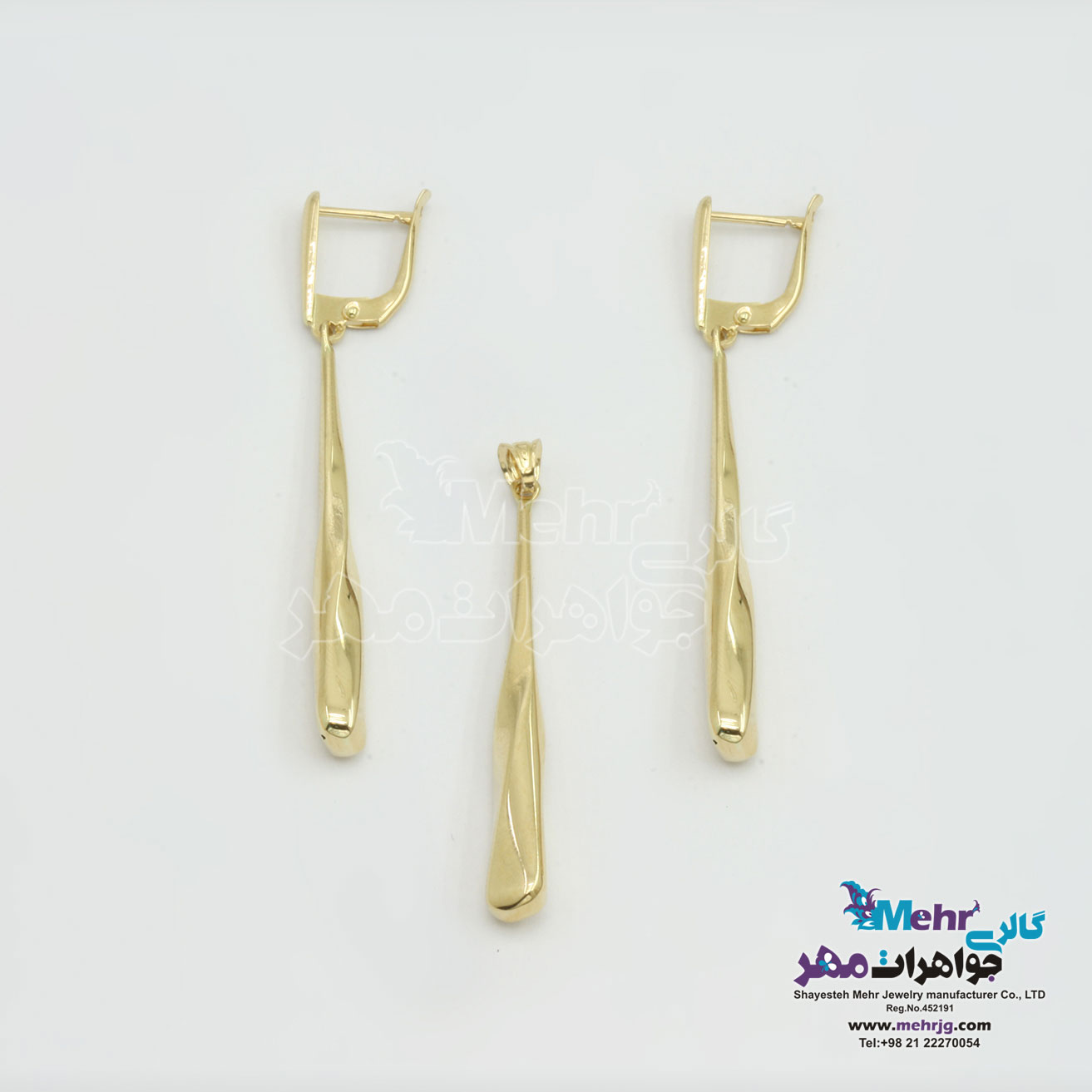 نیم ست طلا - آویز و گوشواره - طرح هندسی