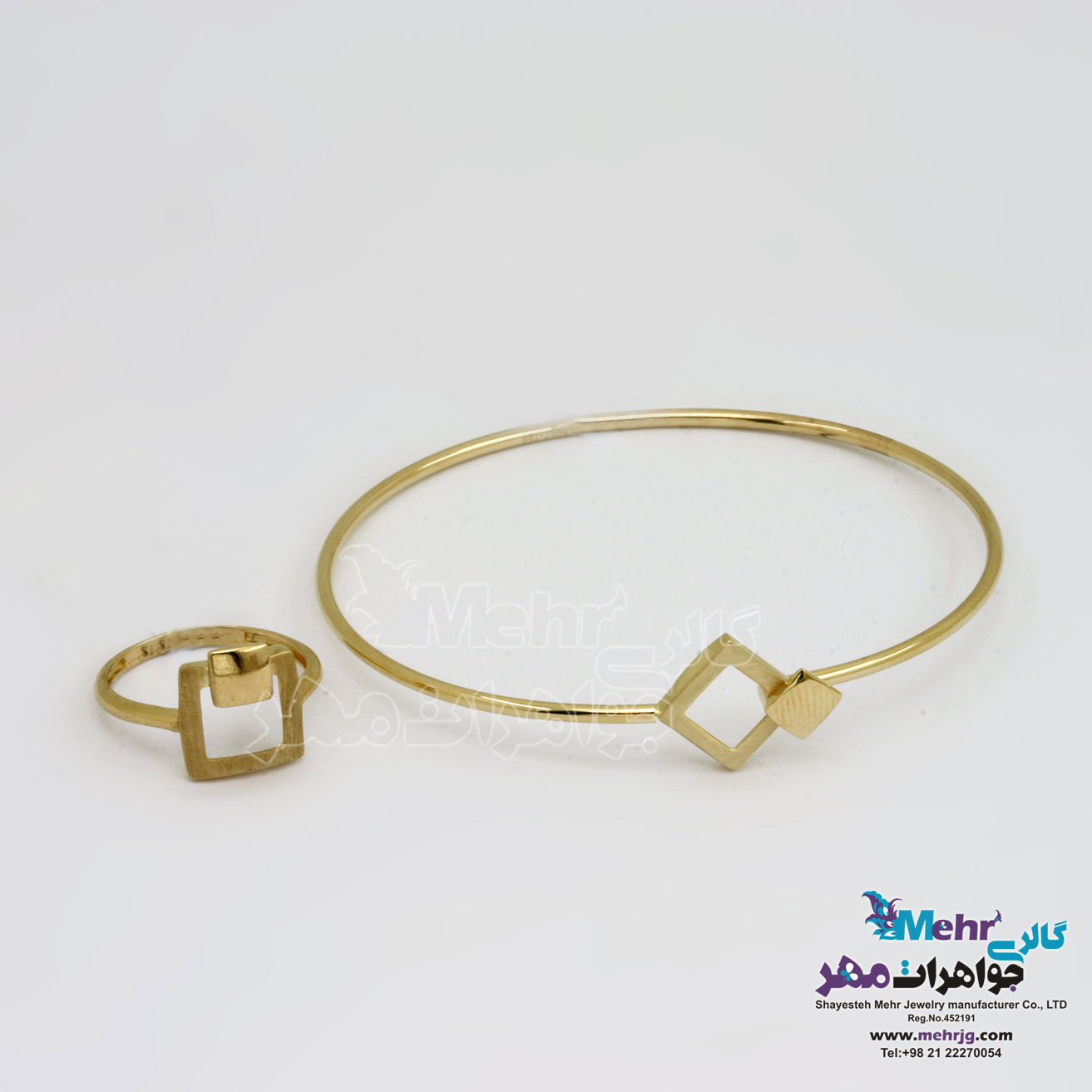 نیم ست طلا - دستبند و انگشتر - طرح هندسی