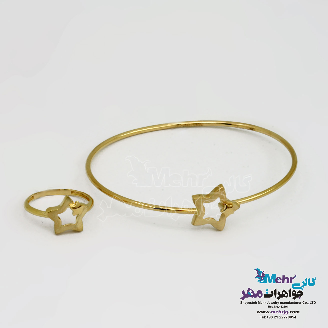 نیم ست طلا - دستبند و انگشتر - طرح ستاره