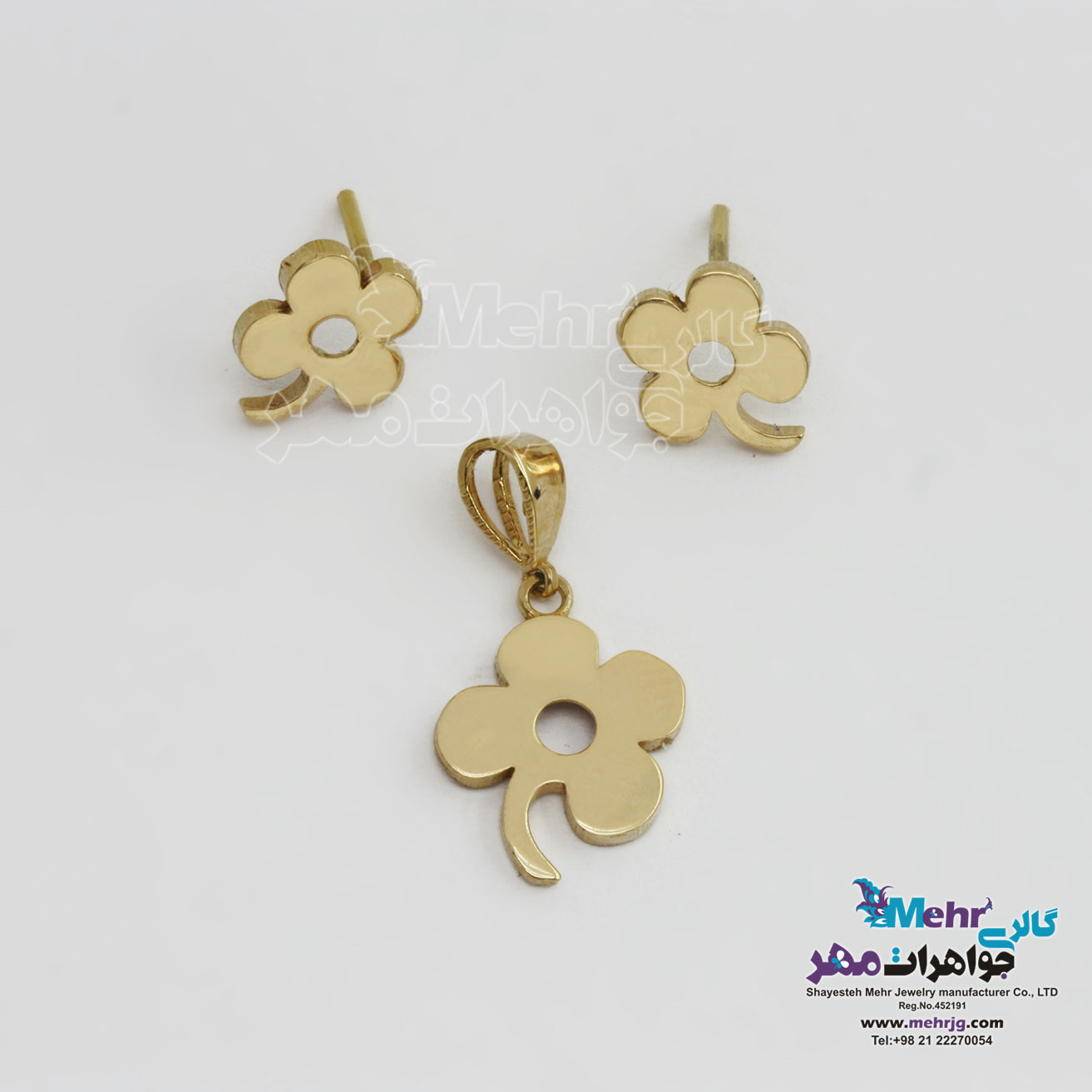 نیم ست طلا - آویز و گوشواره - طرح گل