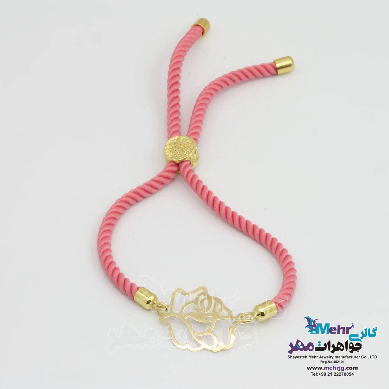 دستبند - طلا و بافت - طرح گل