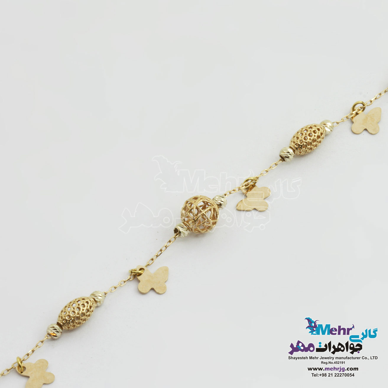دستبند طلا - طرح پروانه