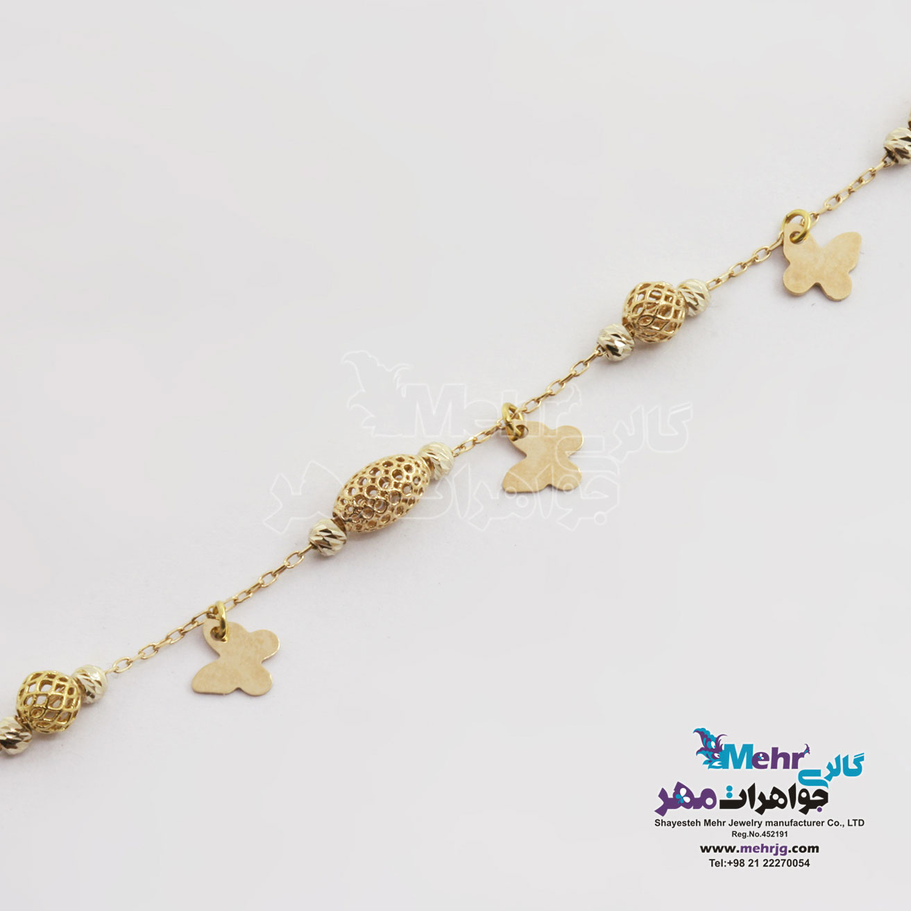 دستبند طلا - طرح پروانه