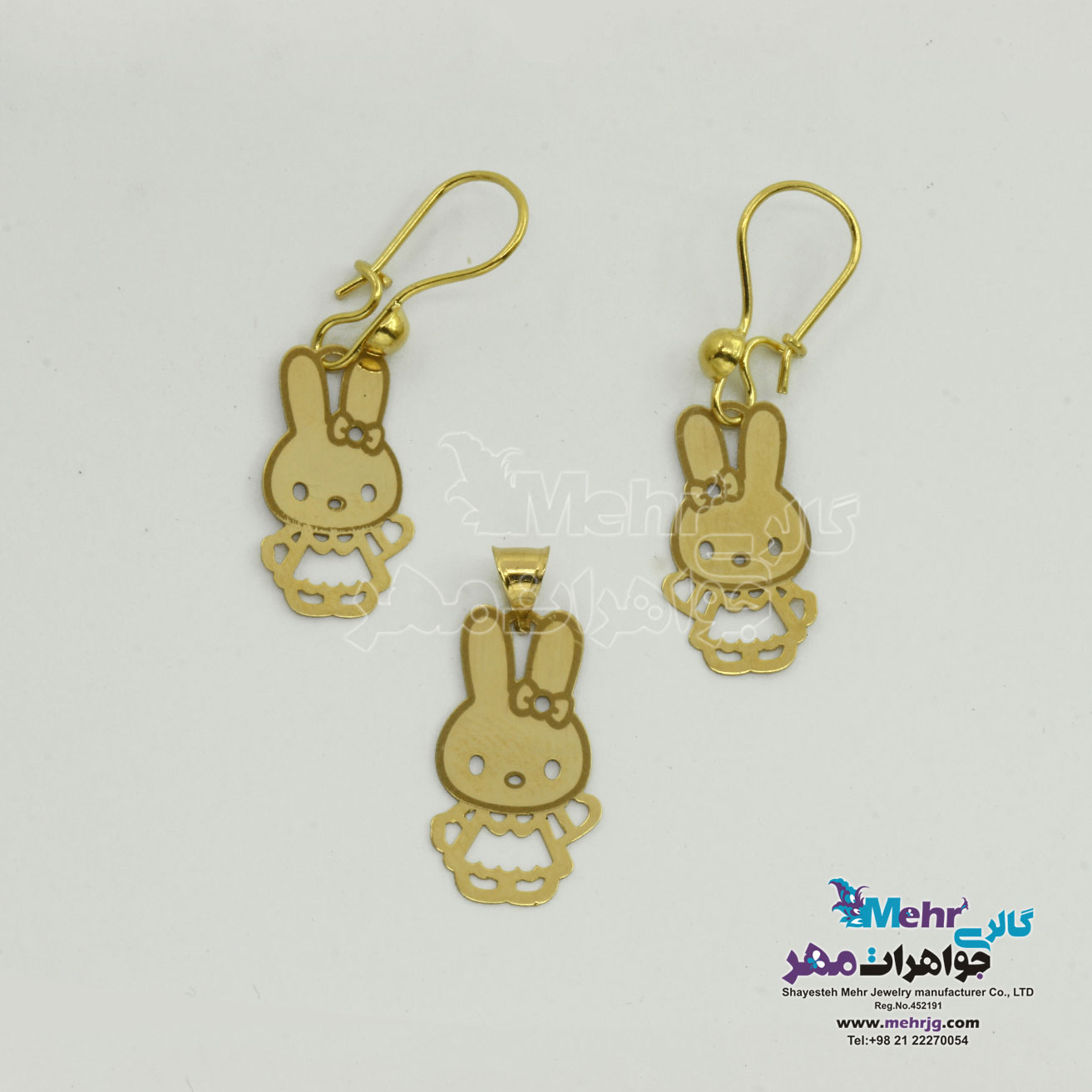 نیم ست طلا - آویز و گوشواره - طرح خرگوش