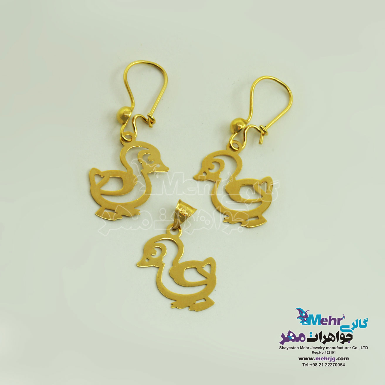 نیم ست طلا - آویز و گوشواره - طرح اردک