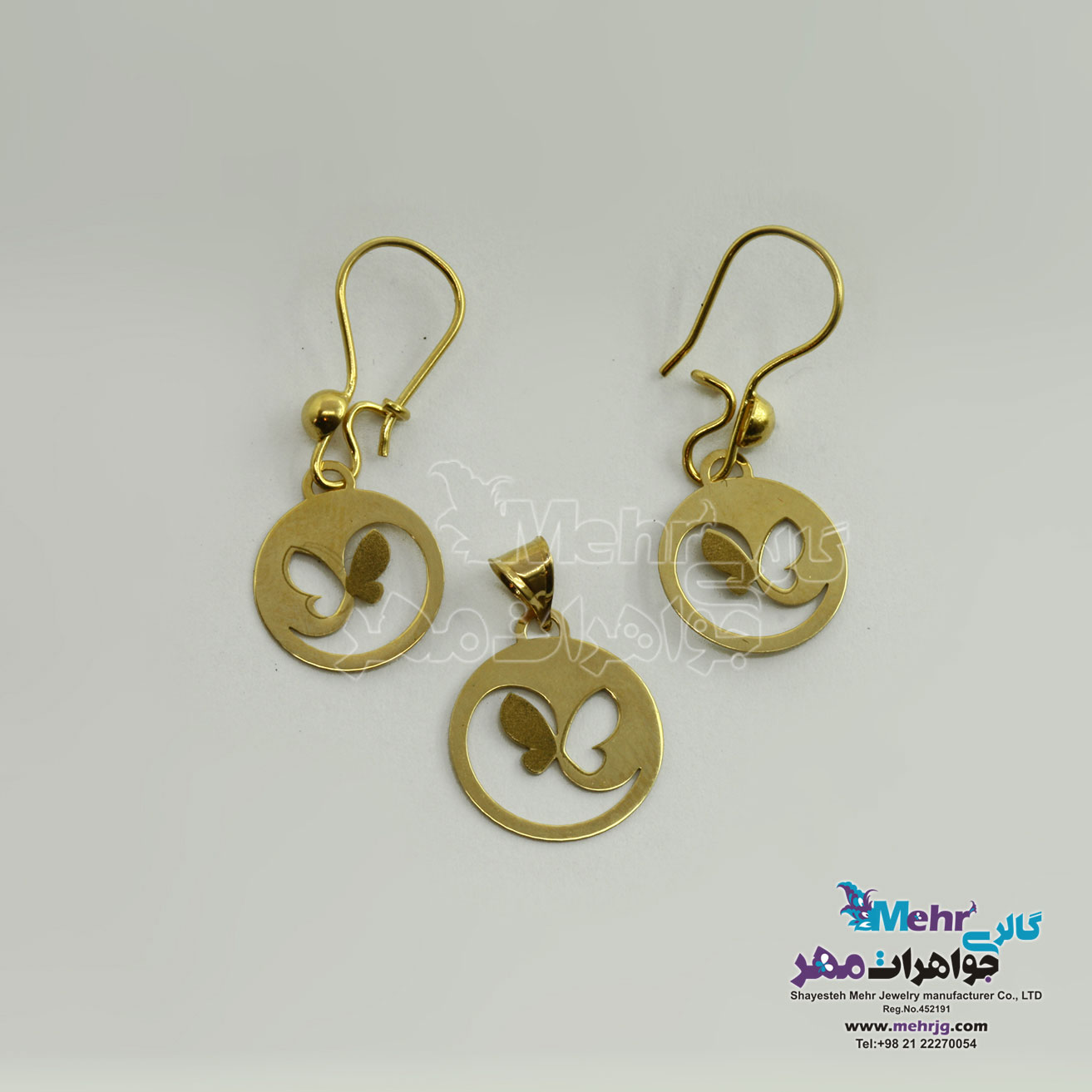 نیم ست طلا - آویز و گوشواره - طرح پروانه