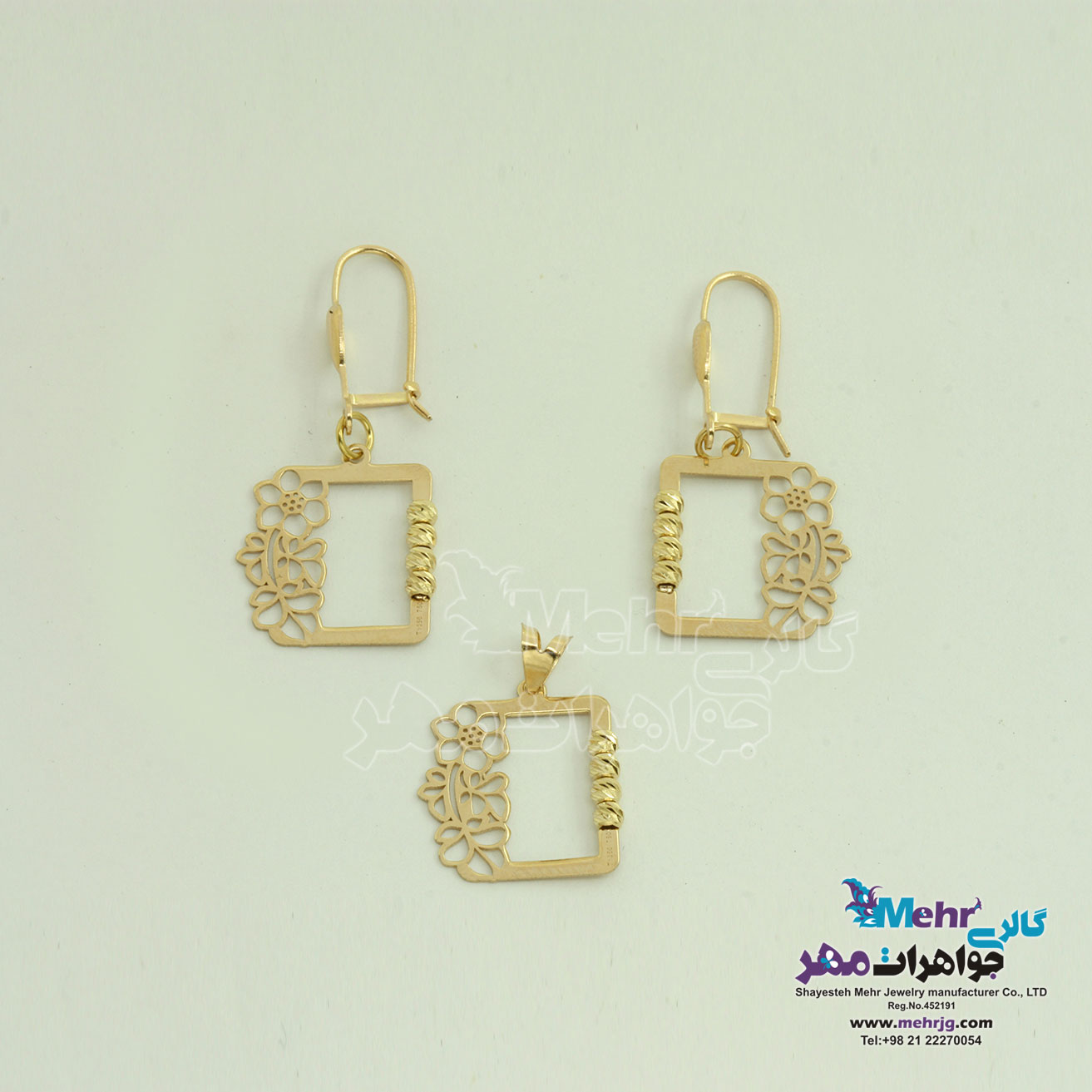 نیم ست طلا - آویز و گوشواره - گل