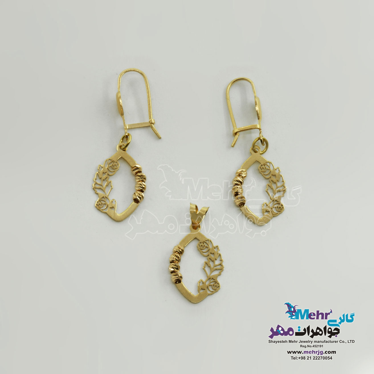 نیم ست طلا - آویز و گوشواره - طرح گل