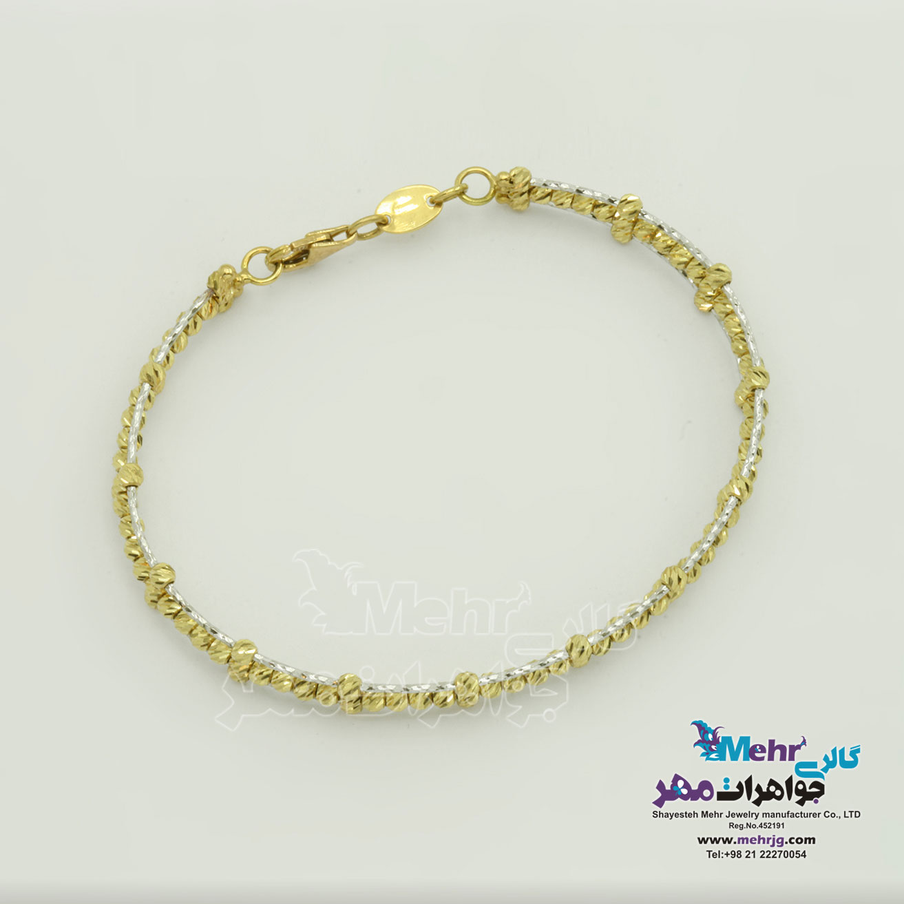 دستبند النگویی طلا - طرح گوی تراش