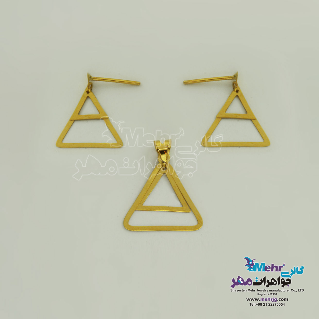 نیم ست طلا - آویز و گوشواره - طرح هندسی