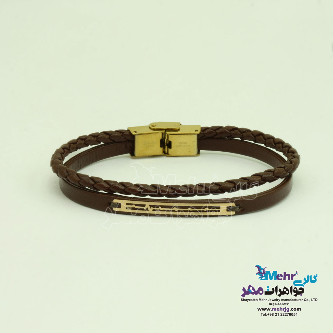 دستبند طلا و چرم - طرح ضربان