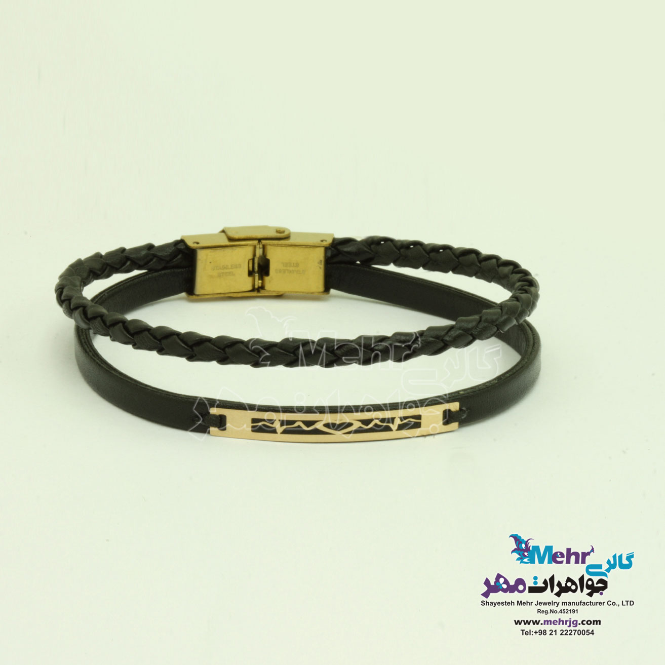 دستبند طلا و چرم - طرح ضربان