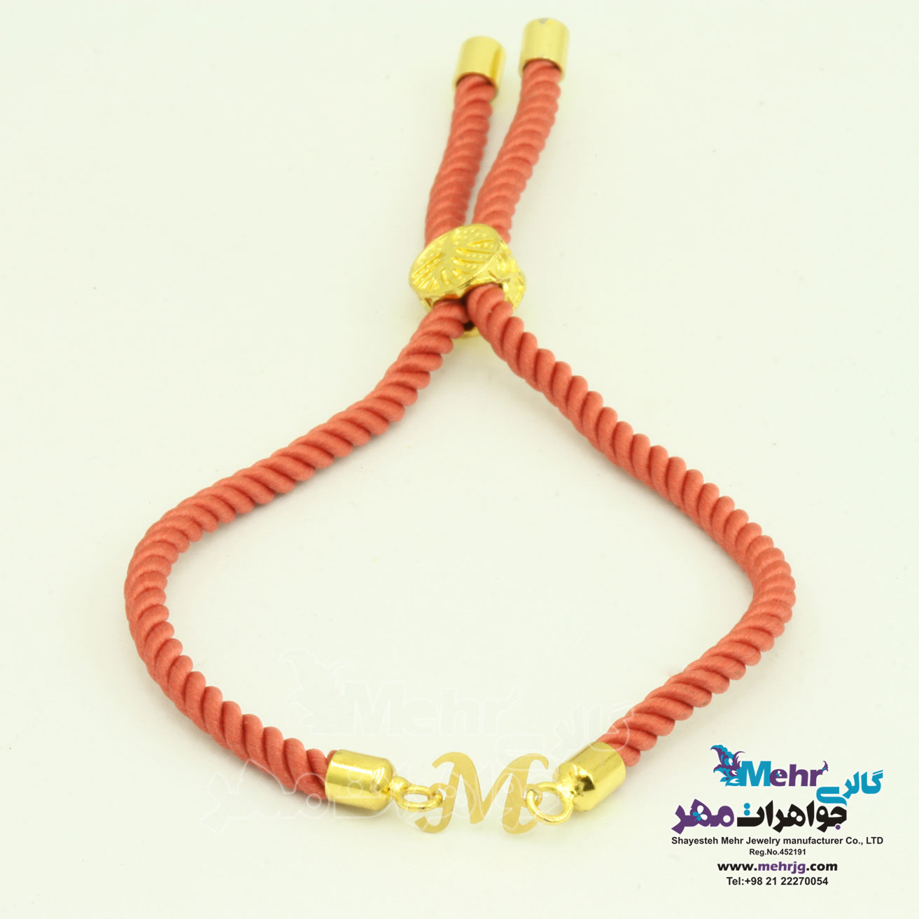دستبند - طلا و بافت - طرح حروف لاتین M
