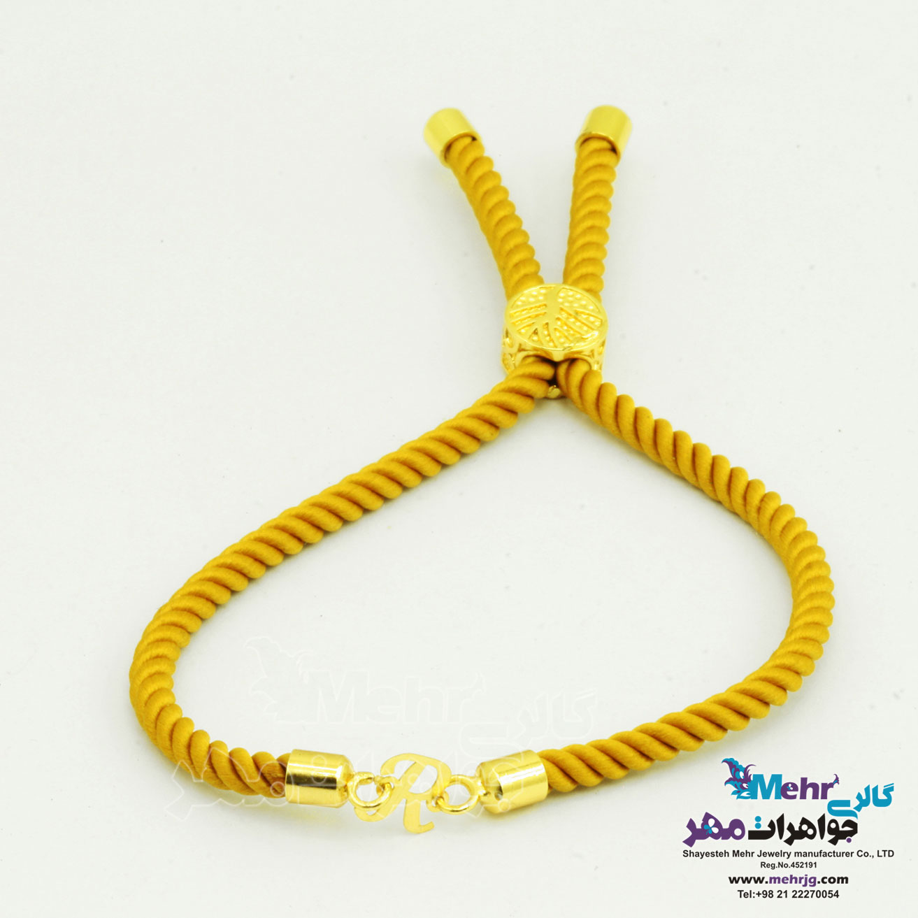 دستبند - طلا و بافت - طرح حروف لاتین R