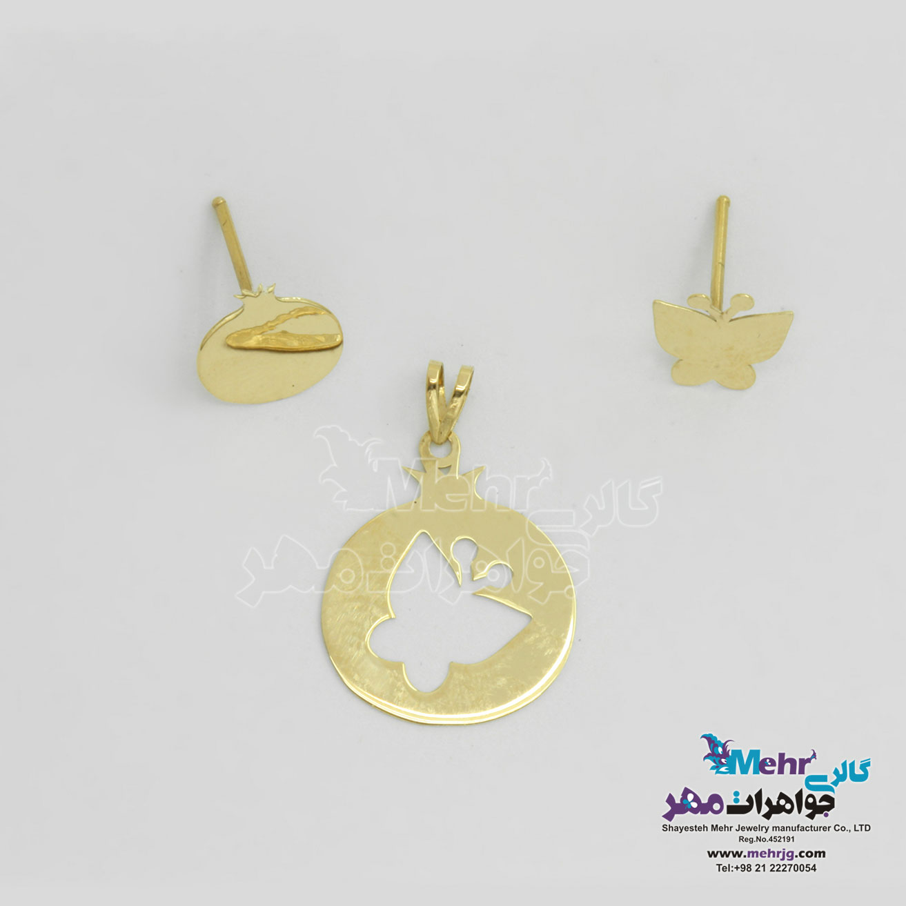 نیمست طلا - آویز و گوشواره - طرح پروانه