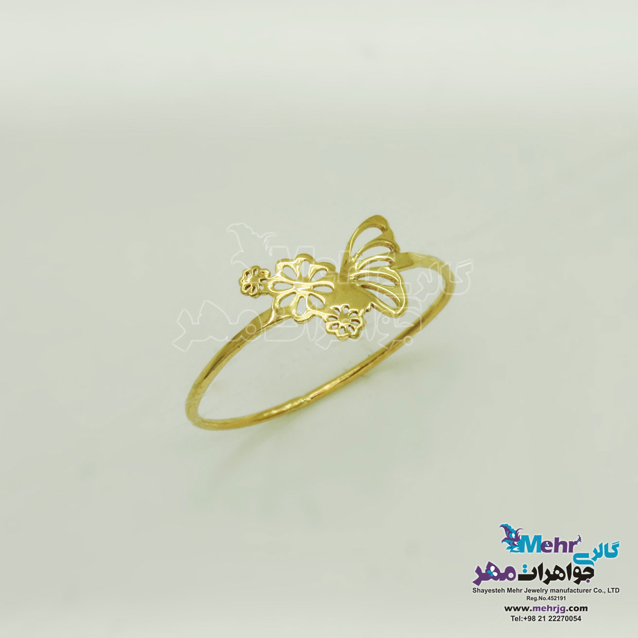 انگشتر طلا - طرح گل و پروانه