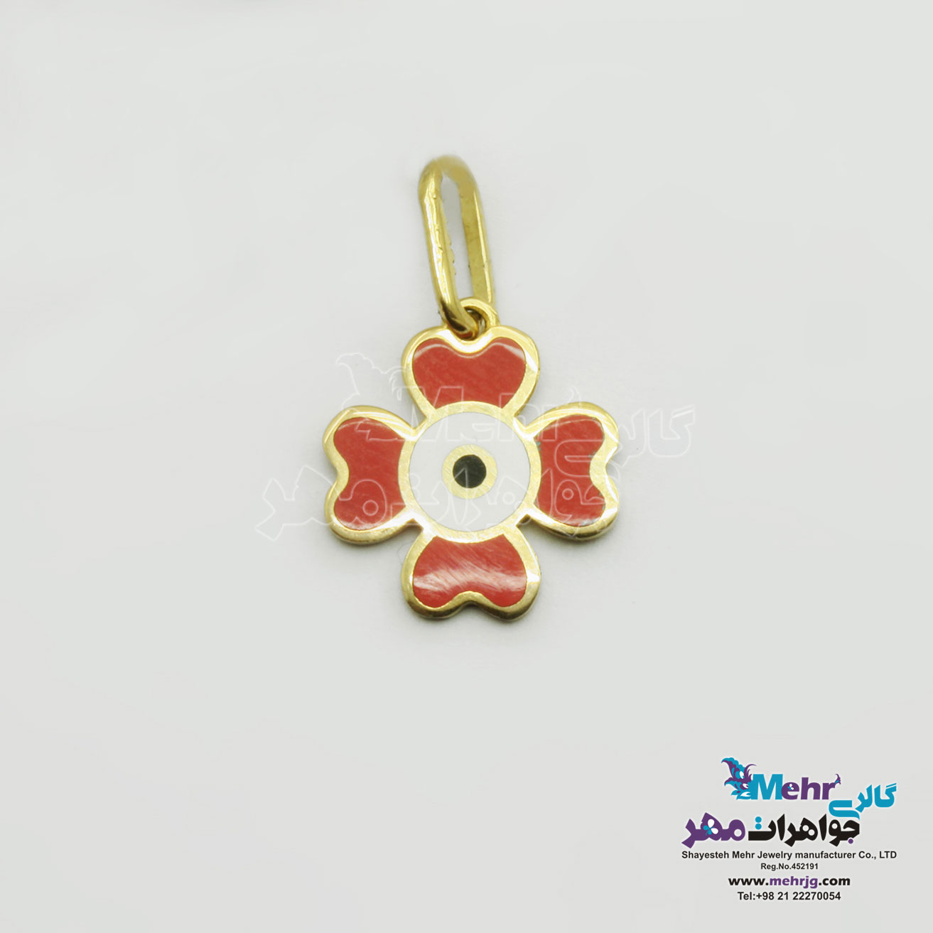 آویز طلا - طرح شبدر 4 برگ