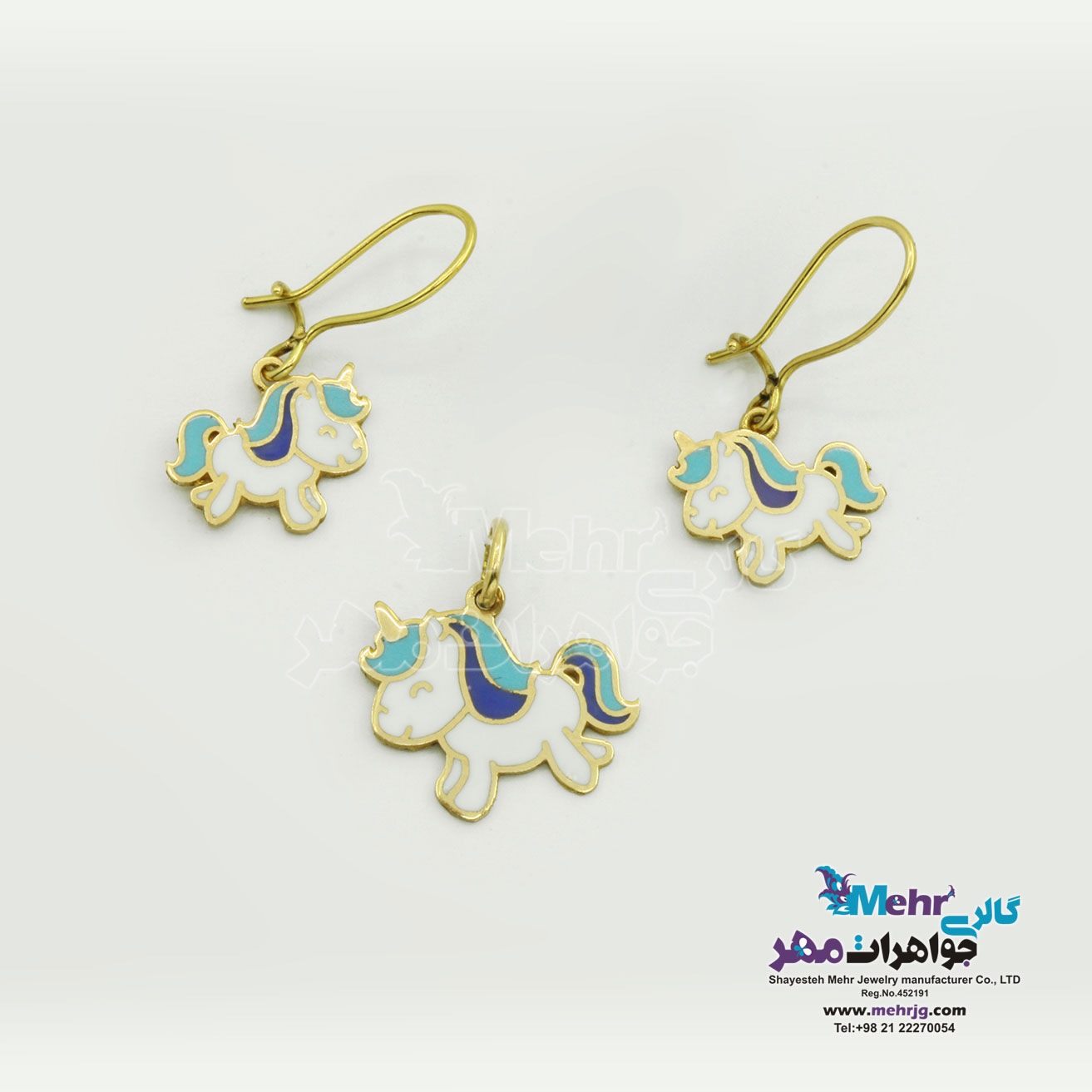 نیم ست طلا - آویز و گوشواره - طرح یونیکرن