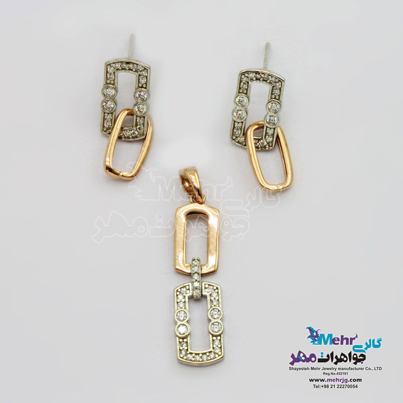 نیم ست طلا - آویز و گوشواره - طرح هندسی