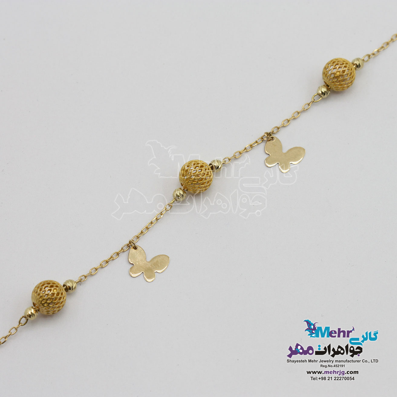 دستبند طلا - طرح پروانه