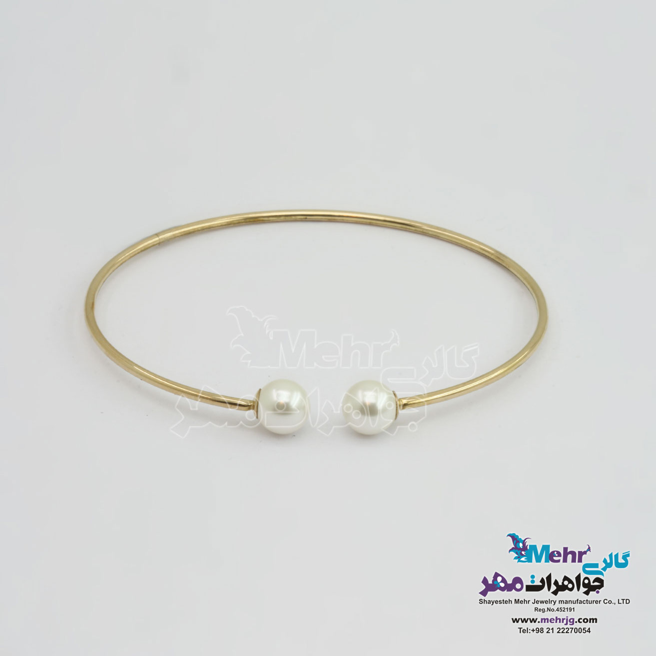 دستبند النگویی طلا - طرح مروارید نشان