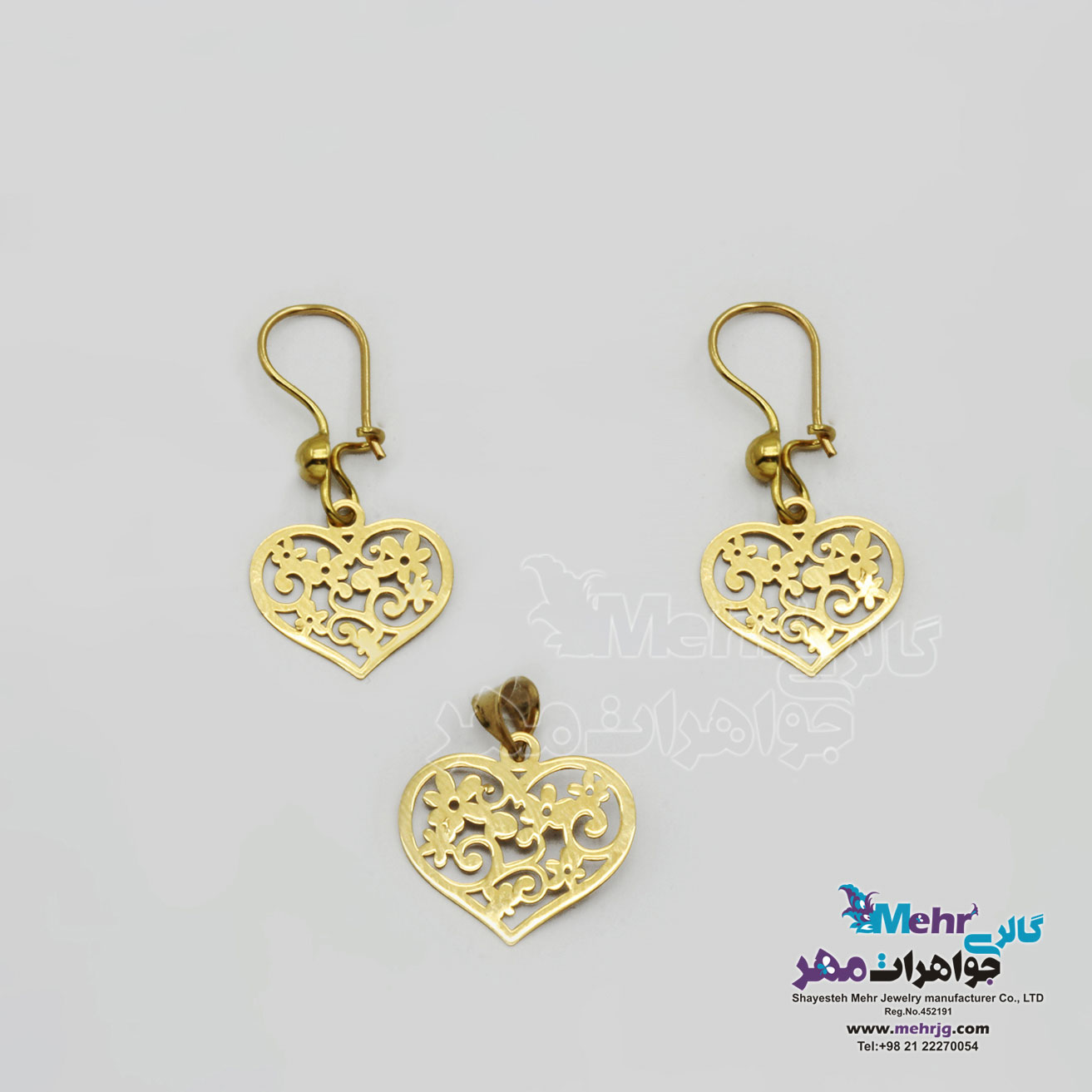 نیم ست طلا – آویز و گوشواره - طرح قلب