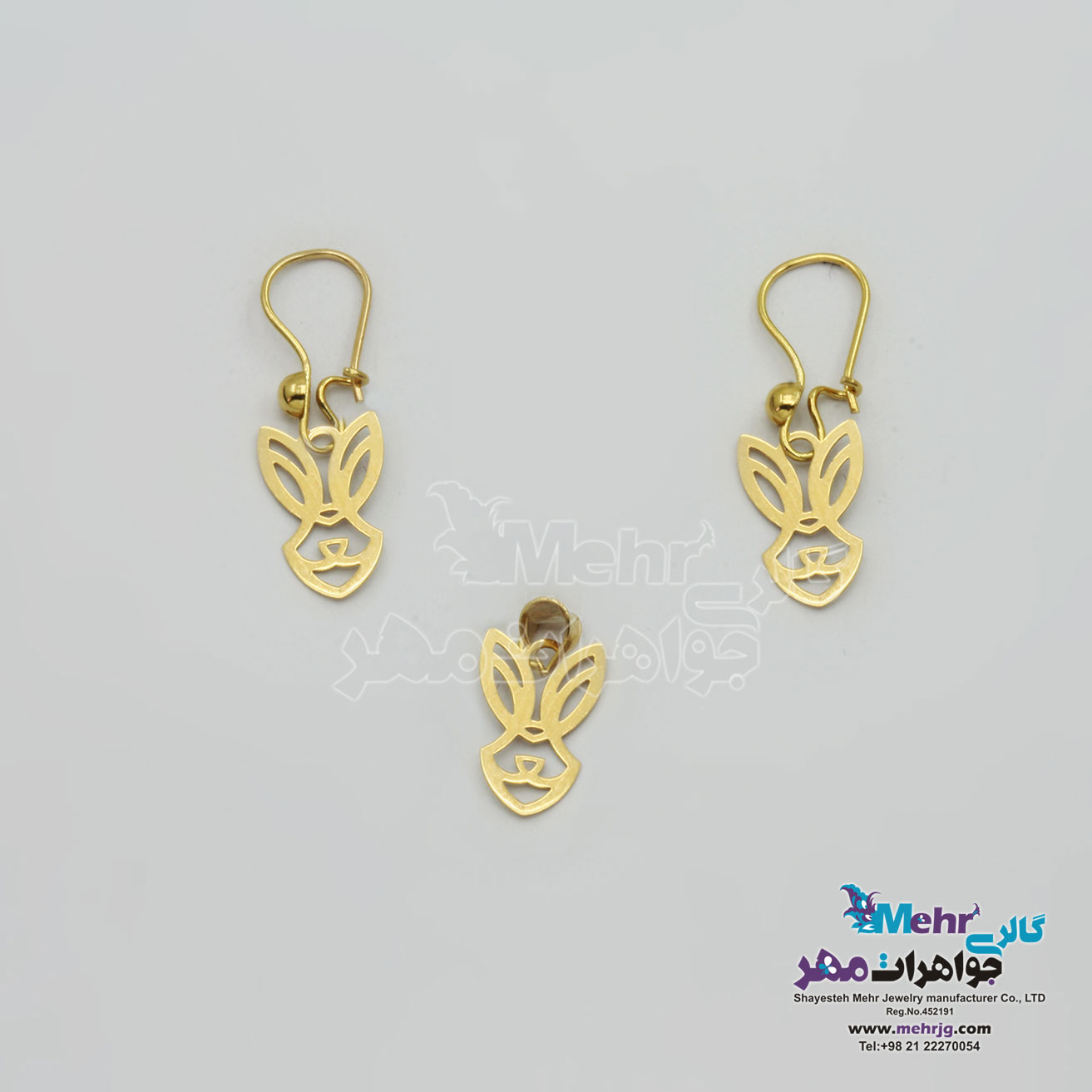 نیم ست طلا – آویز و گوشواره - طرح خرگوش