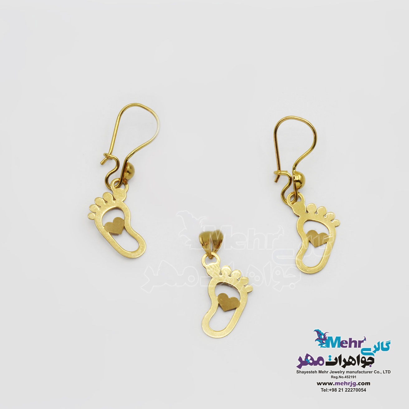 نیم ست طلا – آویز و گوشواره - طرح ردپا
