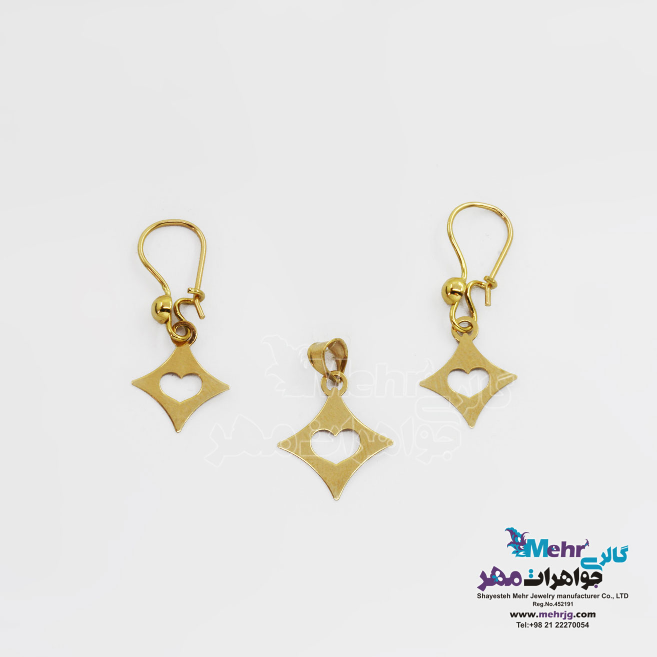 نیم ست طلا – آویز و گوشواره - طرح هندسی
