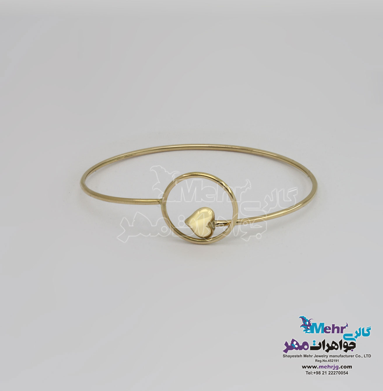 دستبند النگویی طلا – طرح قلب و دایره